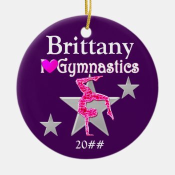 Pretty Purple Personalized Gymnast Ornament by MySportsStar at Zazzle