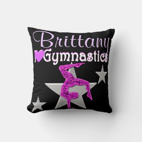 PRETTY PURPLE PERSONALIZED GYMNASTICS PILLOW