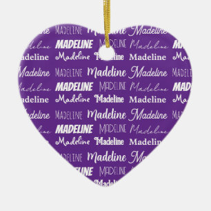 Pretty Purple Personalized Name Collage Christmas Ceramic Ornament