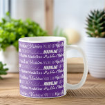 Pretty Purple Personalized Name Collage Coffee Mug<br><div class="desc">A pretty purple personalized blanket gift decorated in nine different fonts spelling your name in white. Cute customizable present with beautiful cursive typography.</div>