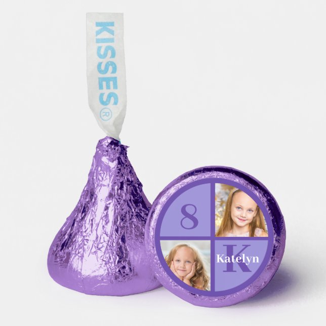 Pretty Purple Personalized Photo Birthday Party Hershey®'s Kisses® (Front)