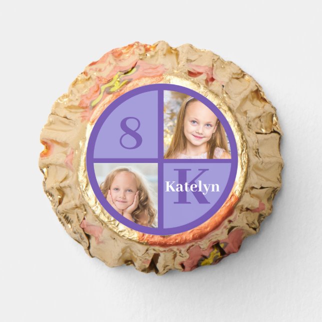 Pretty Purple Personalized Photo Birthday Party Reese's Peanut Butter Cups (Front)