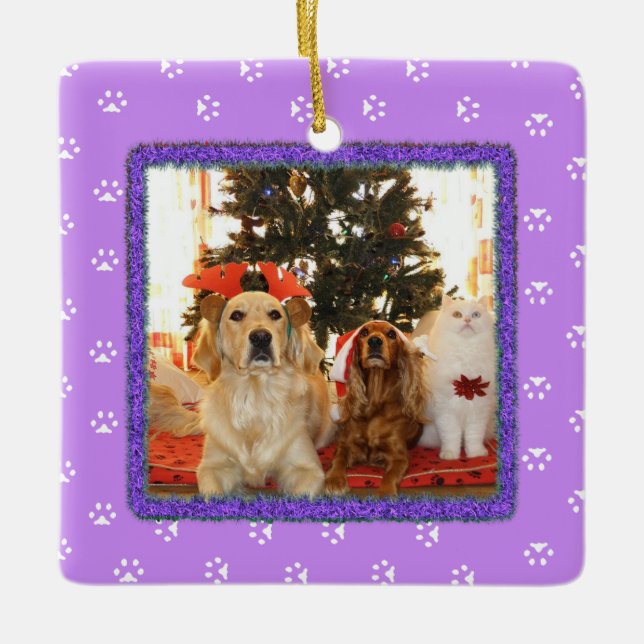 Pretty Purple Pet Christmas Ornament (Front)