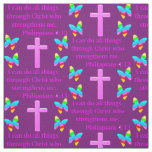 PRETTY PURPLE PHILIPPIANS 4:13 FABRIC