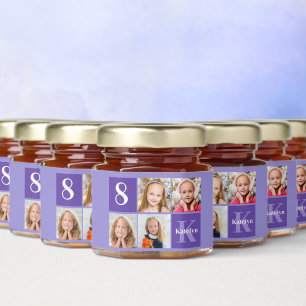 Pretty Purple Photo Birthday Party Custom Honey Jar Favors