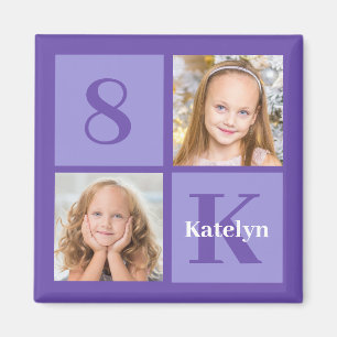 Pretty Purple Photo Collage Custom Birthday Party Magnet