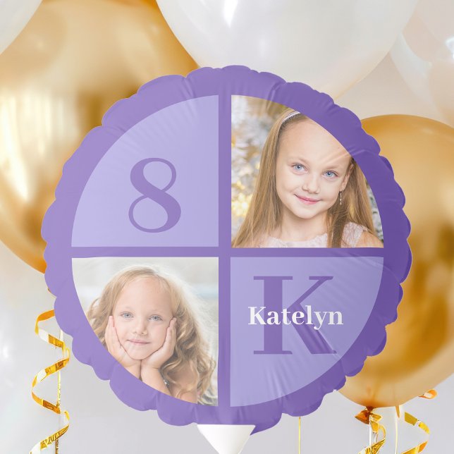 Pretty Purple Photo Custom Kids Birthday Party Balloon (Creator Uploaded)