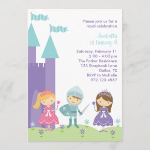 Pretty Purple, Pink and Teal Princess Invitation