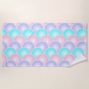 pretty purple pink aqua blue pastel mermaid scales beach towel