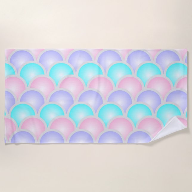 pretty purple pink aqua blue pastel mermaid scales beach towel (Front)