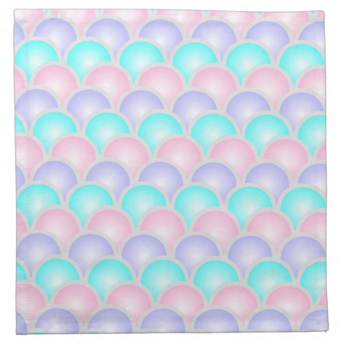 pretty purple pink aqua blue pastel mermaid scales cloth napkin