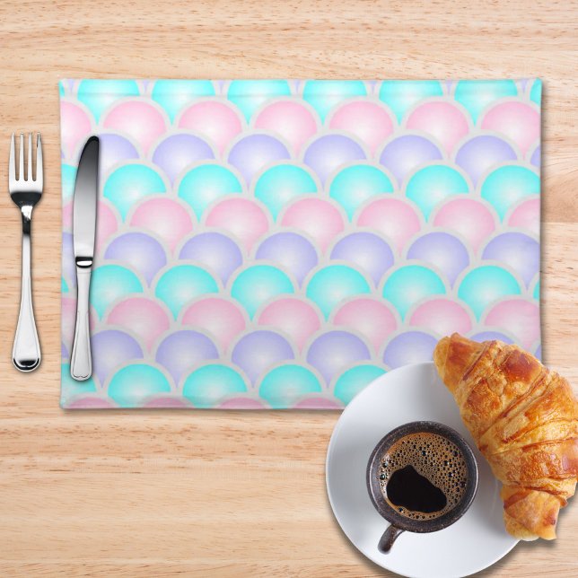 pretty purple pink aqua blue pastel mermaid scales cloth placemat (pretty purple pink aqua blue pastel mermaid scales cloth placemat)