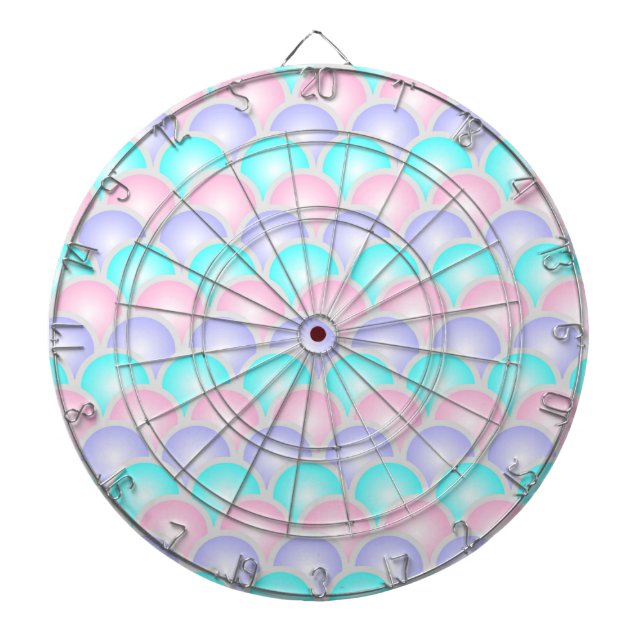 pretty purple pink aqua blue pastel mermaid scales dart board (Front)
