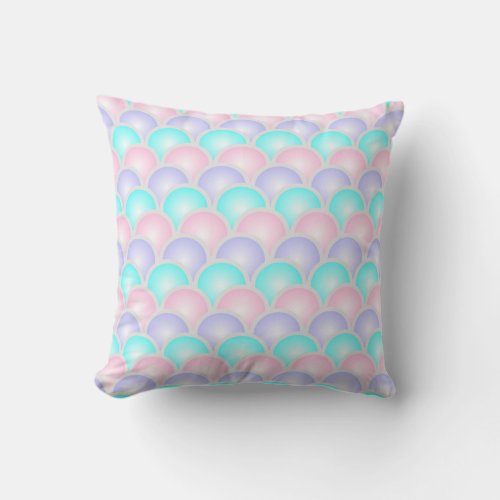 pretty purple pink aqua blue pastel mermaid scales outdoor pillow