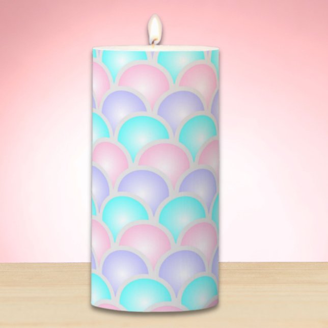 pretty purple pink aqua blue pastel mermaid scales pillar candle (pretty purple pink aqua blue pastel mermaid scales pillar candle)