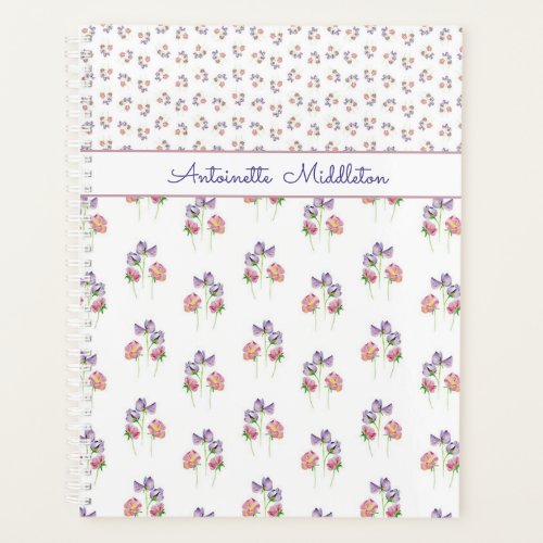Pretty Purple Pink Floral Personalized Planner