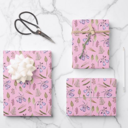 Pretty Purple Pink Floral Wildflower Girly Girls Wrapping Paper Sheets