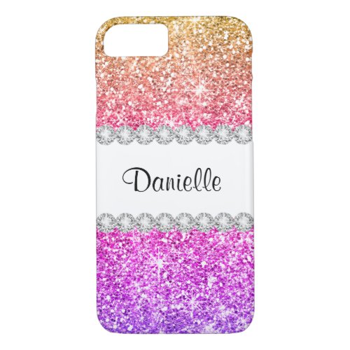 Pretty Purple Pink Glitter White Diamond Beautiful iPhone 87 Case