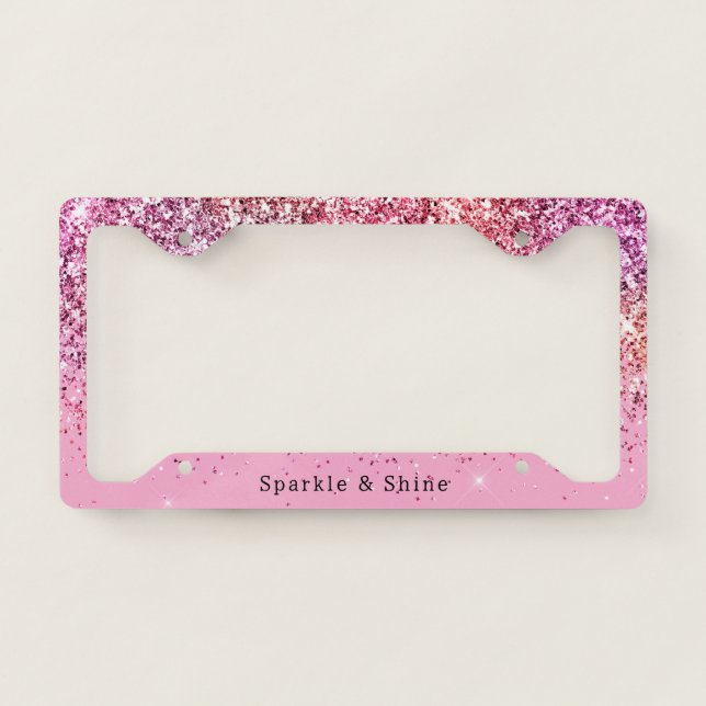 Pretty Purple Pink Glitzy Glitter Sparkle License Plate Frame (Front)