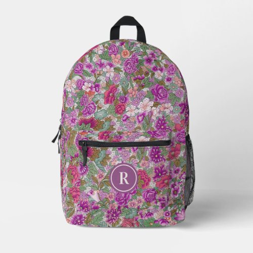 Pretty Purple Pink Mint Floral Pattern Vintage Printed Backpack