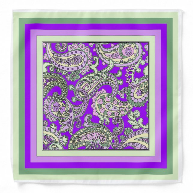 Pretty Purple Pink Paisley Bandana (Front)