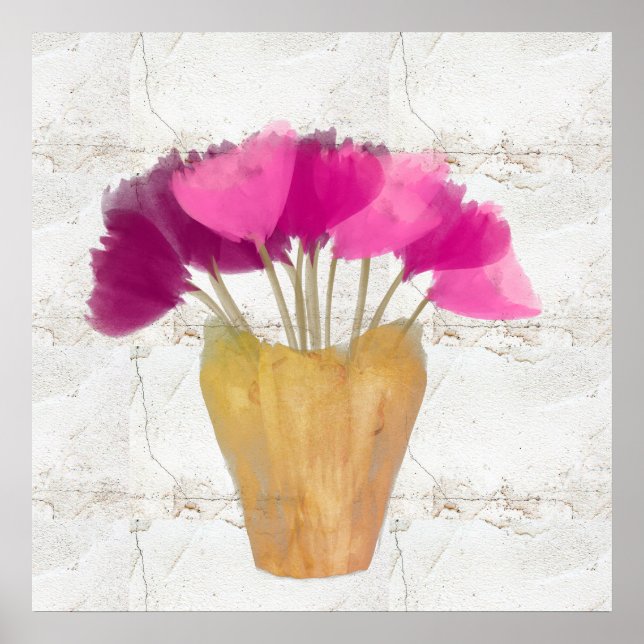 Pretty Purple Pink  Peonies Watercolor Rustic Poster (Front)