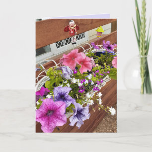 Pretty Purple & Pink Petunias and Fairy Garden Card