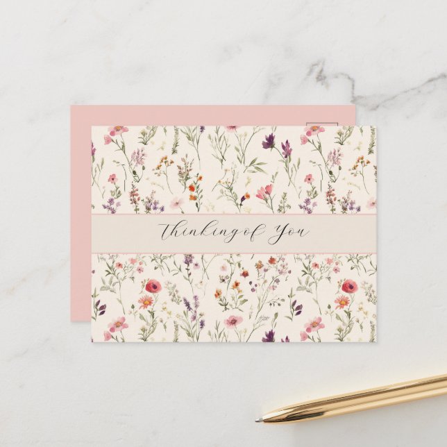 Pretty Purple Pink Red Flowers Postcard (Front/Back In Situ)