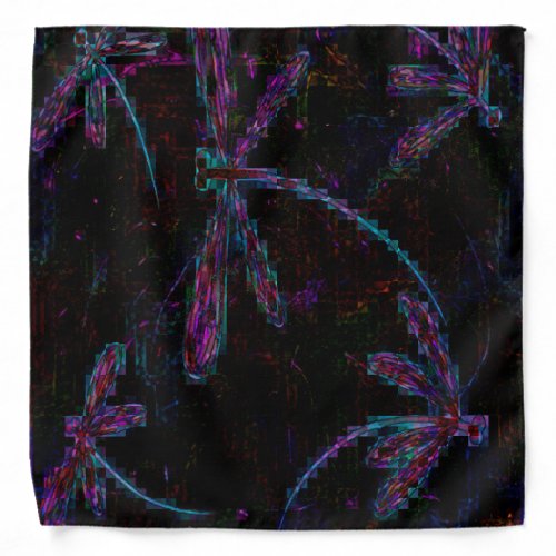 Pretty Purple Pixelated Dragonfly Bandana