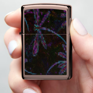 Pretty Purple Pixelated Dragonfly Zippo Lighter