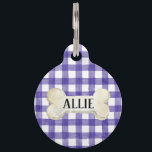 Pretty Purple Plaid Personalized Dog Pet ID Tag<br><div class="desc">Must love dogs collection
Pretty Personalized Tag
with Dogs name on front and 
owners number on the back</div>