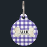 Pretty Purple Plaid Personalized Dog Pet ID Tag<br><div class="desc">Must love dogs collection
Pretty Personalized Tag
with Dogs name on front and 
owners number on the back</div>