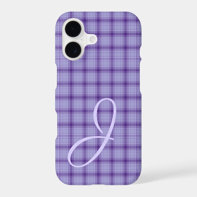Pretty Purple Plaid with Monogram iPhone case (Back)