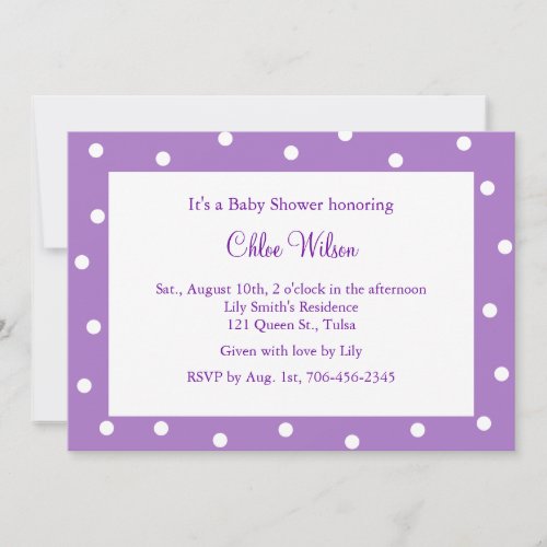 Pretty Purple Polka Dots Invitation