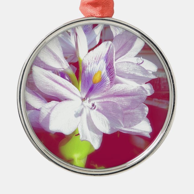 Pretty Purple Pond Plant Flower Metal Ornament (Front)