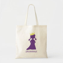 Pretty Purple Princess Silhouette Little Girls Tote Bag