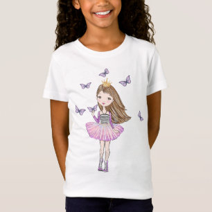 Pretty Purple Princess with Purple Butterflies T-Shirt