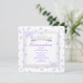 Pretty Purple Quinceanera Party Tiara Butterfly Invitation (Standing Front)