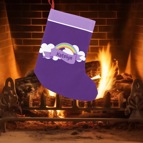 Pretty Purple Rainbow Custom Small Christmas Stocking