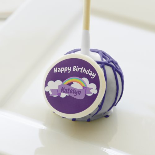 Pretty Purple Rainbow Cute Custom Birthday Party Cake Pops