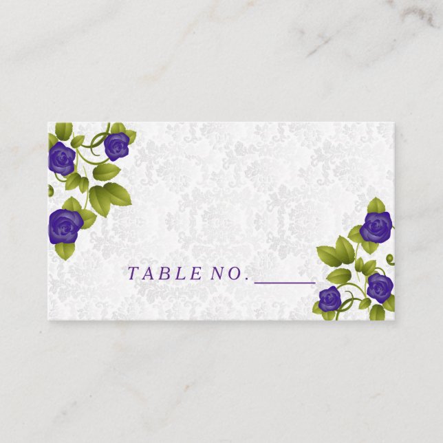 Pretty Purple Rose Flower Place Cards (Front)