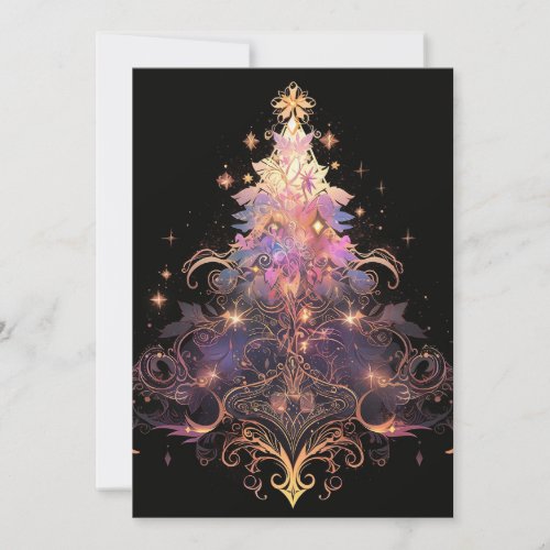 Pretty Purple Rose Gold Christmas Tree Cards