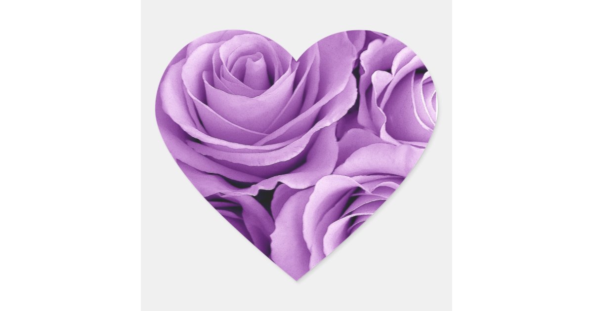 Pretty Purple Roses Heart Sticker Zazzle