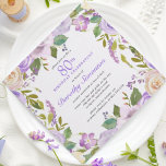 Pretty Purple Rustic Floral 80th Birthday Invitation<br><div class="desc">Honor a special person with this elegant 80th Birthday party invitation. A variety of purple and ivory white roses tucked into dark green foliage create a round botanical frame.</div>