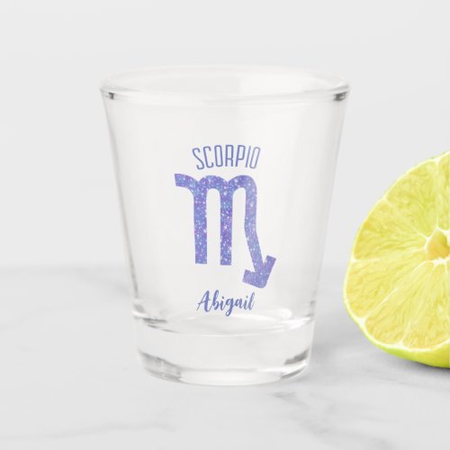 Pretty Purple Scorpio Astrology Sign Personalized Shot Glass