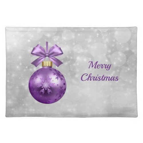 Pretty Purple Shiny Christmas Bauble Graphic Cloth Placemat