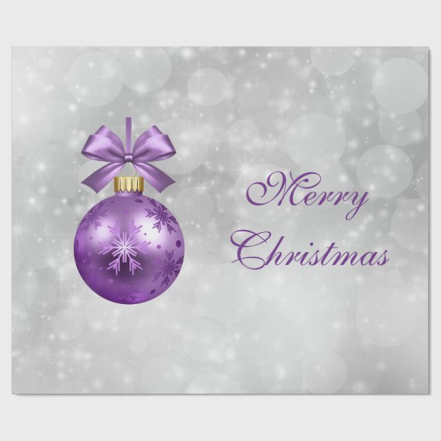 Pretty Purple Shiny Christmas Bauble Graphic Wrapping Paper (Flat)