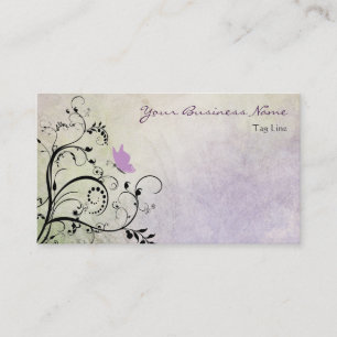 Pretty Purple Silhouette Butterfly and Vines Business Card