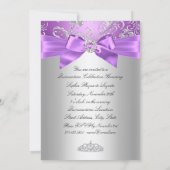 Pretty Purple Silver Bow & Tiara Quinceanera Invitation (Back)