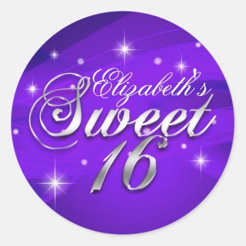 Pretty Purple Sparkle Sweet Sixteen Sticker